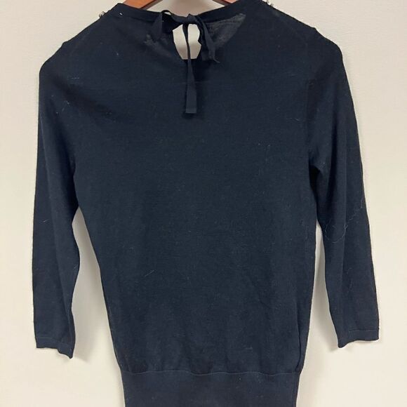 Loft black lightweight sweater with embellished neckline Sz XS - Picture 4 of 7